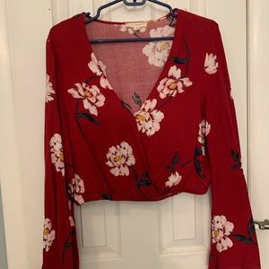 LA Hearts Red Floral Blouse